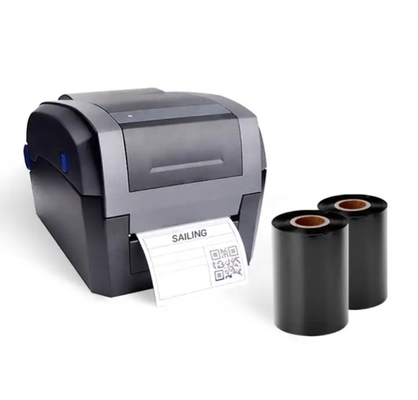 12 mm de ancho de transferencia térmica de cera de carbono negro cinta de impresora adecuada para la impresora