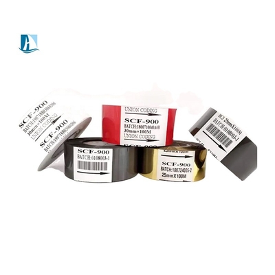 12 mm de pedido personalizado cinta de sello caliente negro para la impresión de códigos de barras y etiquetado de productos