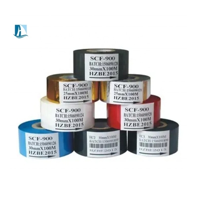 12 mm de pedido personalizado cinta de sello caliente negro para la impresión de códigos de barras y etiquetado de productos