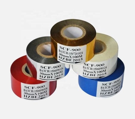Película de PET dorada 55mm*100m para papel estampado en caliente y cinta de la impresora de fechas SCF900 máquina de perfumes en rodillo