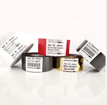 25mm*100m papel de estampado en caliente rojo para la impresora de fecha cinta de código de barras FC3 SCF900 máquina de código
