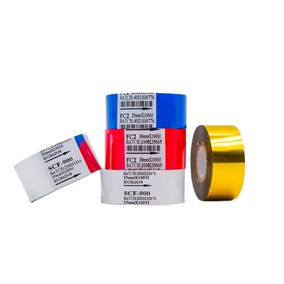 Impresora de códigos de barras Compatible de plata de estampado en caliente LC1 25mm * 100m para el embalaje de etiquetas