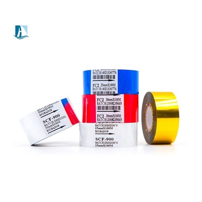 30 mm 100 m cinta de código en caliente de papel de aluminio de papel de oro con rango de presión de 0,3-0,5Mpa