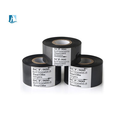 Cinturón de tinta de transferencia térmica LC1 de plástico negro de 30 mm * 100 m para impresión de fecha y lotes