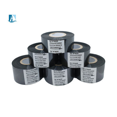 Cinturón de tinta de transferencia térmica LC1 de plástico negro de 30 mm * 100 m para impresión de fecha y lotes