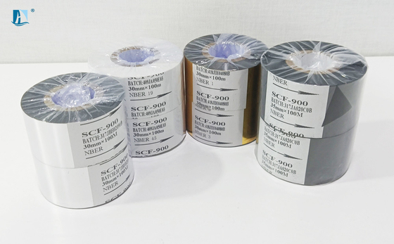 Alta durabilidad 25mm 30mm*100m SCF900 PET papel caliente estampado rollos de papel para impresión