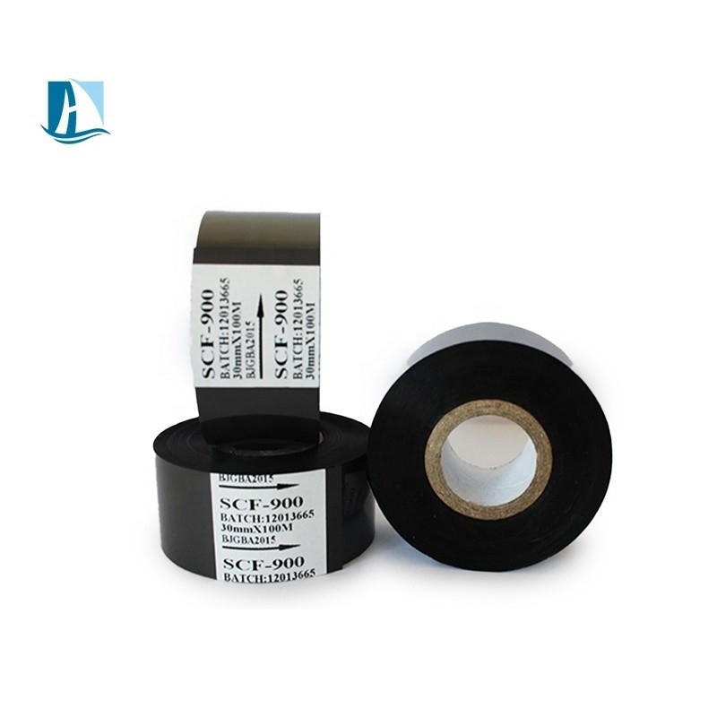 30 mm * 100 m LC1 papel de estampado en caliente rollo de codificación negra cintas para la impresión de la fecha de vencimiento