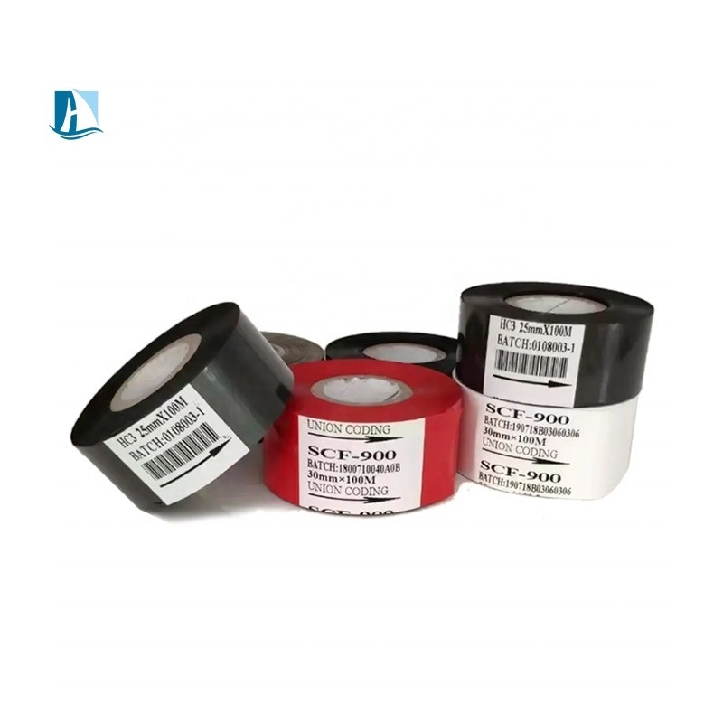 12 mm de pedido personalizado cinta de sello caliente negro para la impresión de códigos de barras y etiquetado de productos