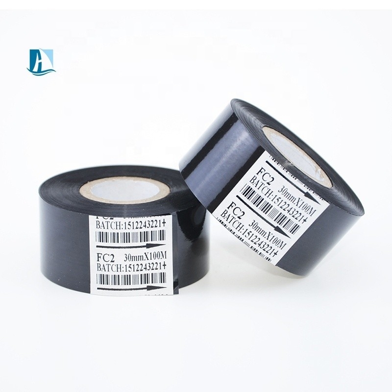 Folieta de codificación de cinta de sello caliente SCF907 negra para el sello de fecha de 30 mm para la impresión del código de lote
