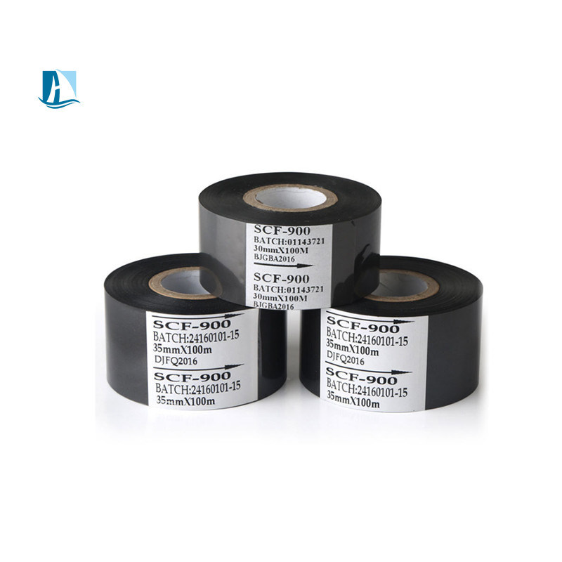 Cinturón de tinta de transferencia térmica LC1 de plástico negro de 30 mm * 100 m para impresión de fecha y lotes
