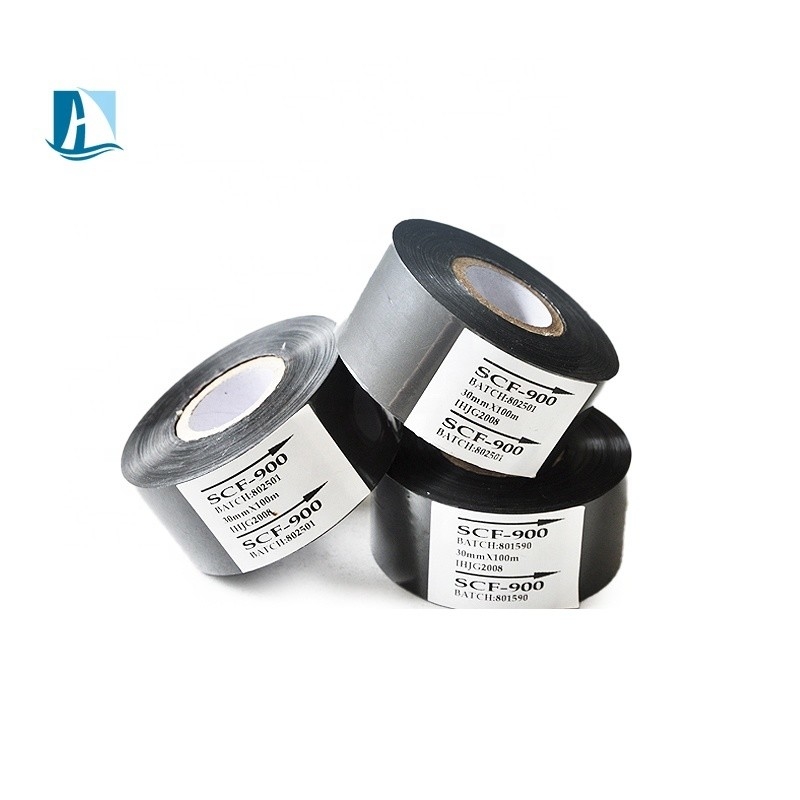 Carta de latón Compatible 30mm X 100m Rollo de cinta de codificación negra para SCF900 cinta de sello caliente en la máquina de embalaje